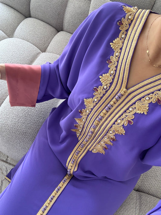 Caftan Naila violet manche Brique